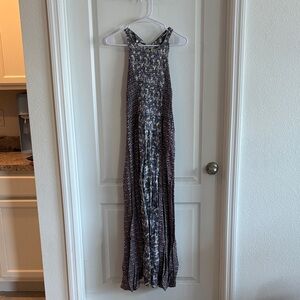 Japna Sleeveless Maxi Dress in Navy and Brown Print size M